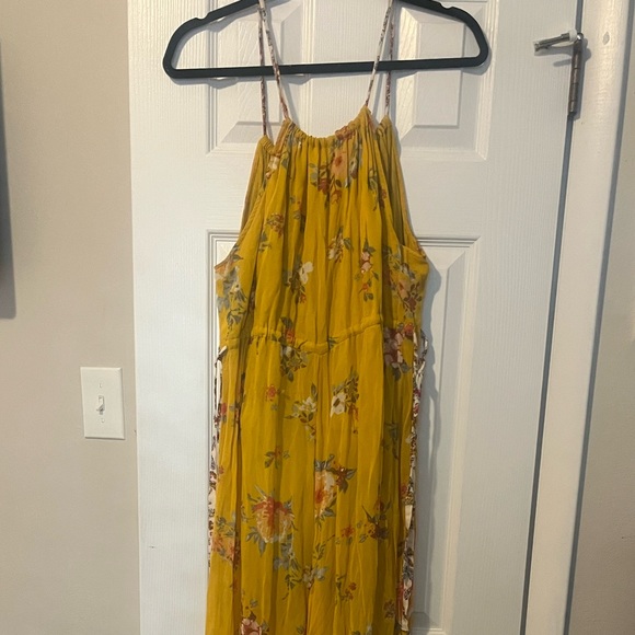 Free People Georgia Floral Chiffon Jumpsuit gold size small - Picture 5 of 7